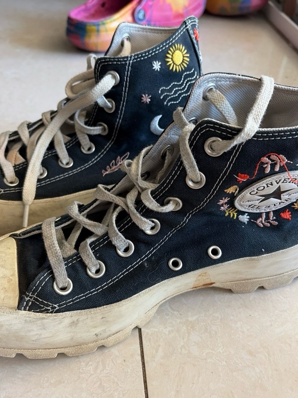 Converse Kids' High-Top Embroidered Sneaker in Black